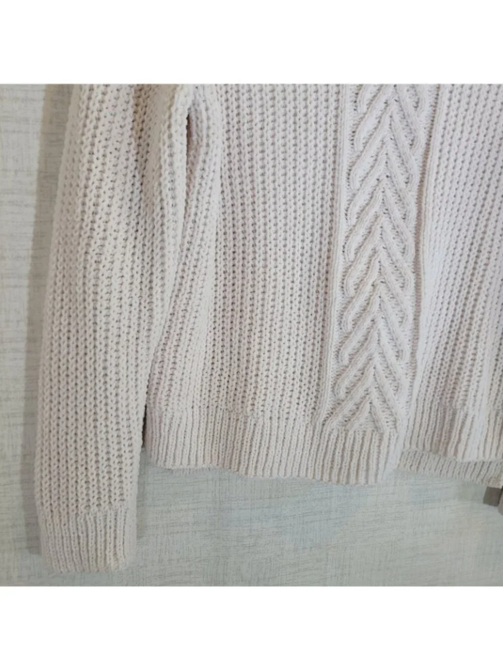 Rumi Ryder Sweater Girls Large 12-14 White Cable Knit Pullover Crewneck